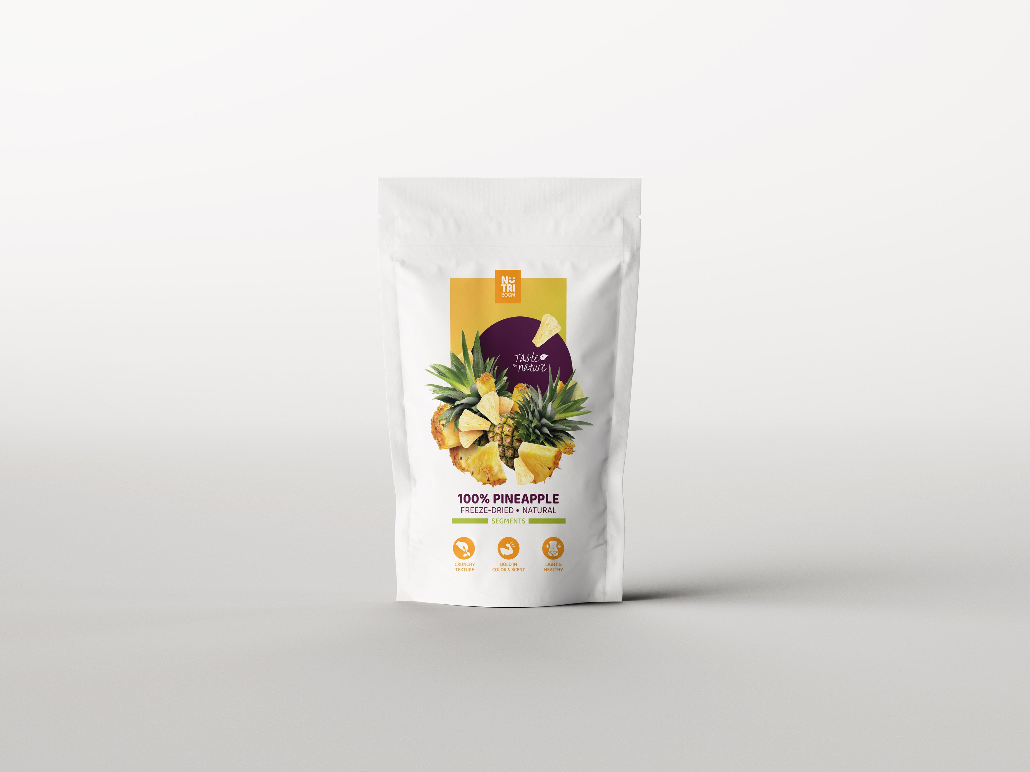 nutriboom freeze dried pineapple, healthy snacks, snack to go, healthy sweets, preserve nutrients, taste, aroma, color and appearance