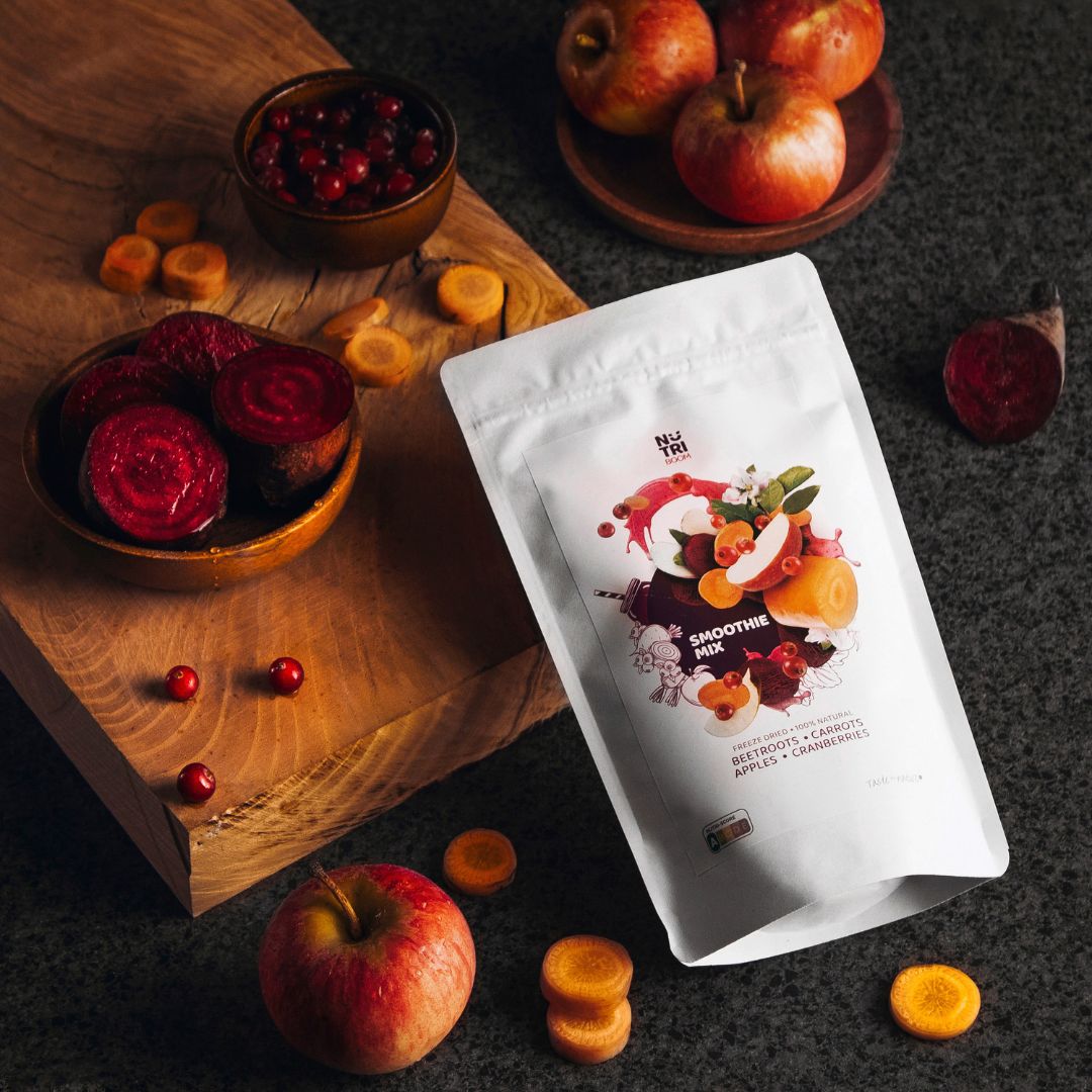 Freeze-dried Smoothie Mix Dark Pink Organic beetroots, apples