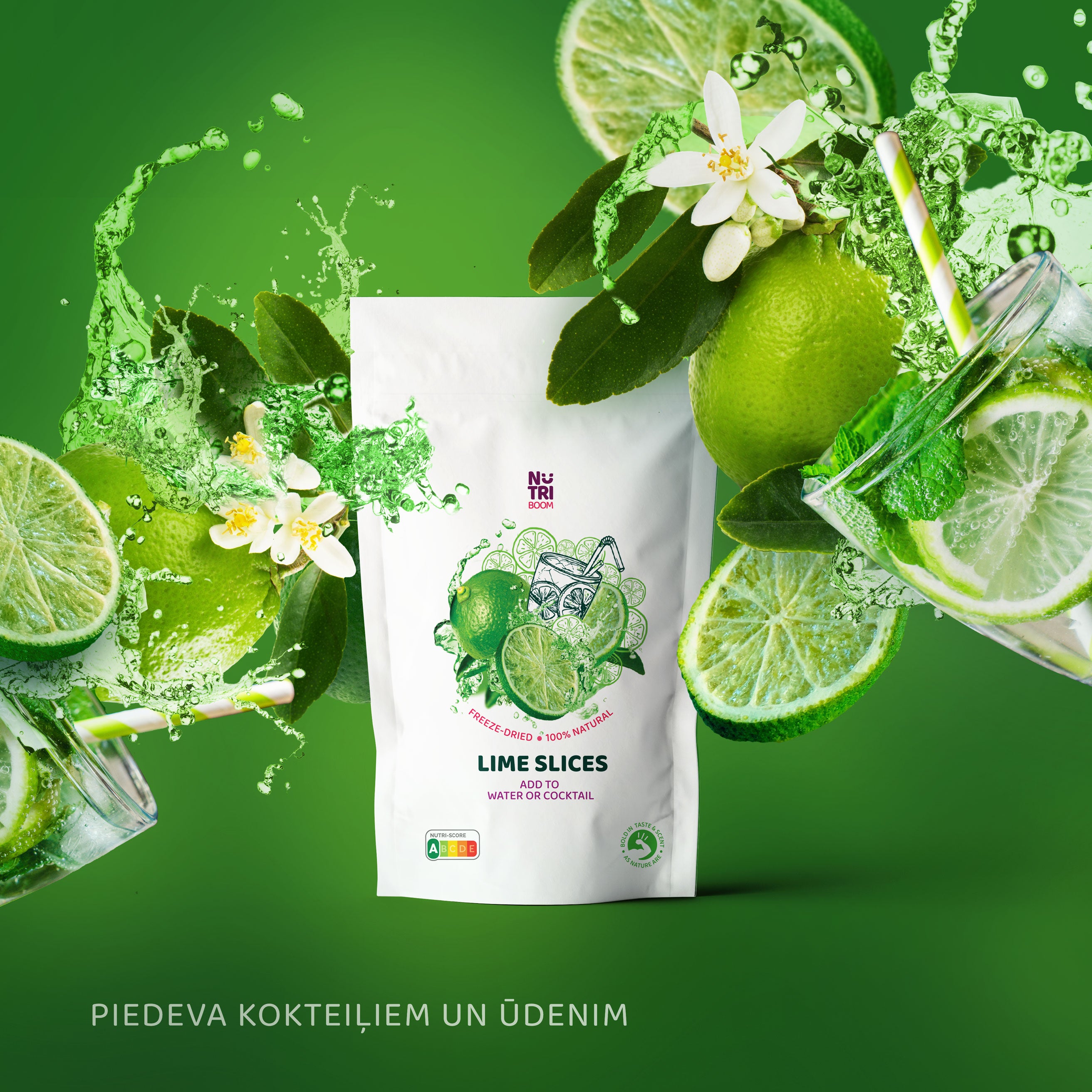 freeze dried lime, healthy snack, add to water or cocktail, liofilizets laims, sublimetas laims, veseligs naskis