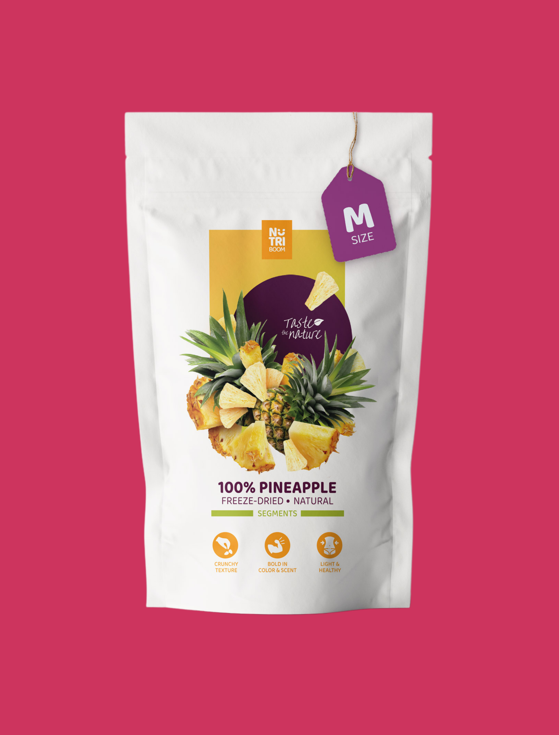 nutriboom freeze dried pineapple, healthy snacks, snack to go, healthy sweets, preserve nutrients, taste, aroma, color and appearance